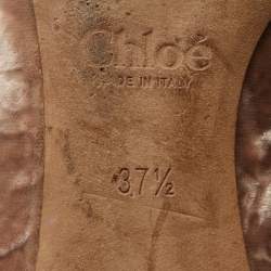 Pre Owned Chloe Beige Scalloped Velvet Lauren Ballet Flats Size 37.5