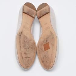 Pre Owned Chloe Grey Suede Scalloped Ballet Flats Size 38.5