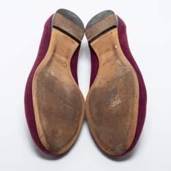 Pre Owned Chloe Purple Scalloped Suede Grommet Ballet Flats Size 39