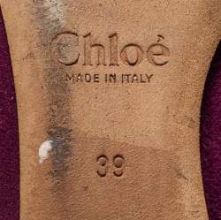 Pre Owned Chloe Purple Scalloped Suede Grommet Ballet Flats Size 39