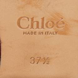 Pre Owned Chloe Red Leather Susanna Studded Ankle Length Boots Size 37.5