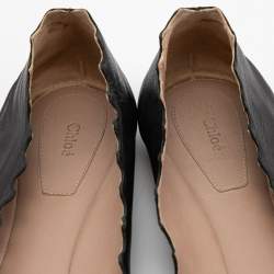 Pre Owned Chloe Black Scalloped Leather Lauren Ballet Flats Size 39