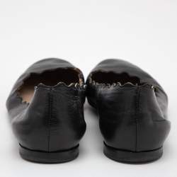 Pre Owned Chloe Black Scalloped Leather Lauren Ballet Flats Size 39