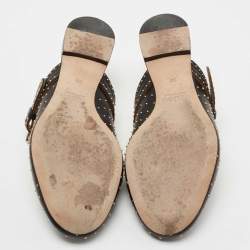 Pre Owned Chloe Black Studded Leather Round Toe Flat Mules Size 36