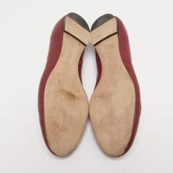 Pre Owned Chloe Burgundy Leather Scalloped Ballet Flats Size 39