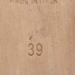 Pre Owned Chloe Burgundy Leather Scalloped Ballet Flats Size 39