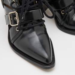 Pre Owned Chloe Black Leather Rylee Buckle Detail Ankle Boots Size 40