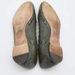 Chloe Green/Black Python Embossed Leather Lauren Scallop Ballet Flats Size 40