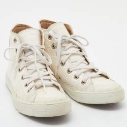 Pre Owned Chloe Off White Leather High Top Sneakers Size 37