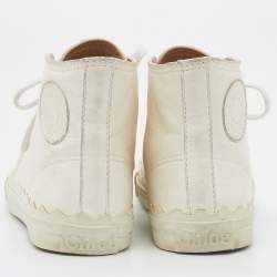 Pre Owned Chloe Off White Leather High Top Sneakers Size 37