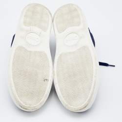 Chloe Navy Blue Lace and Leather Lauren Low Top Sneakers Size 39