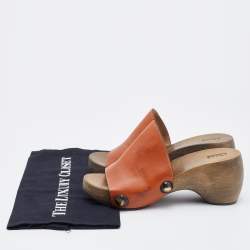 Chloe Brown Leather Peep Toe Clogs Size 36