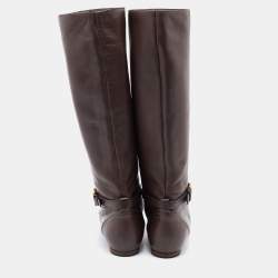 مملوكة مسبقًا Chloe Dark Brown Leather Knee Length Boots Size 40