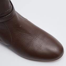 مملوكة مسبقًا Chloe Dark Brown Leather Knee Length Boots Size 40