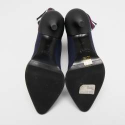 Pre Owned Chloe Navy Blue Knit Fabric Tracy Sock Booties Size 41