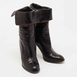 Pre Owned Chloe Black Leather Ankle Booties Size 39