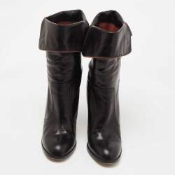 Pre Owned Chloe Black Leather Ankle Booties Size 39