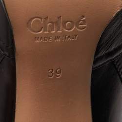 Pre Owned Chloe Black Leather Ankle Booties Size 39