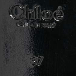 Pre Owned Chloe Black Leather Ankle Cuff Flat Sandals Size 37