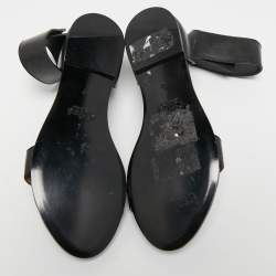 Pre Owned Chloe Black Leather Ankle Cuff Flat Sandals Size 37