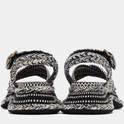 Pre Owned Chloè Monochrome Fabric Meril Flat Platform Sandals Size 39