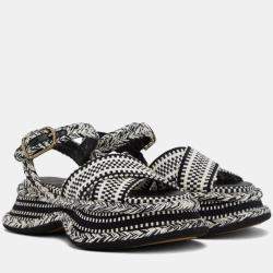 Pre Owned Chloè Monochrome Fabric Meril Flat Platform Sandals Size 39