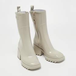 Pre Owned Chloe Grey Rubber Betty Rain Boots Size 36