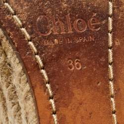 Chloe Two Tone Leather and Suede Open Toe Espadrille Wedge Platform Ankle Strap Sandals Size 36