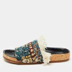  Chloe Multicolor Fabric Kerenn Kilim Rug Flat Slides Size 36