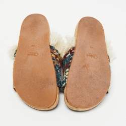  Chloe Multicolor Fabric Kerenn Kilim Rug Flat Slides Size 36