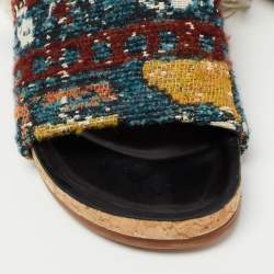  Chloe Multicolor Fabric Kerenn Kilim Rug Flat Slides Size 36