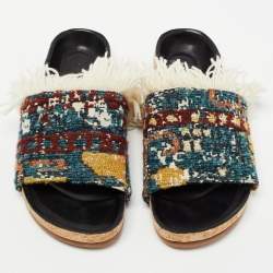  Chloe Multicolor Fabric Kerenn Kilim Rug Flat Slides Size 36