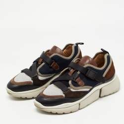 Chloe Multicolor Mesh And Suede Sonnie Low Top Sneakers Size 38