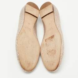 مملوكة مسبقًا Chloe Silver Texture Leather Laurena Scalloped Ballet Flats Size 40