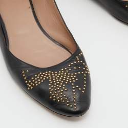 Pre Owned Chloe Black Leather Studded Ballet Flats Size 40