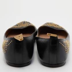 Pre Owned Chloe Black Leather Studded Ballet Flats Size 40