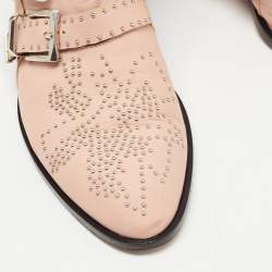 Pre Owned Chloe Pink Studded Leather Susanna Ankle Boots Size 38