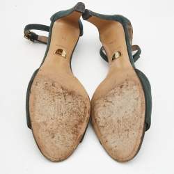 Chloe Green Suede Ankle Strap Sandals Size 38