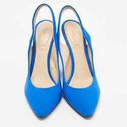 Pre Owned Chloe Blue Fabric Slingback Pumps Size Size 37.5