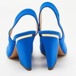 Pre Owned Chloe Blue Fabric Slingback Pumps Size Size 37.5