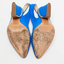 Pre Owned Chloe Blue Fabric Slingback Pumps Size Size 37.5
