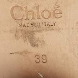 Pre Owned Chloe Beige Leather Studded Susanna Ankle Boots Size 39