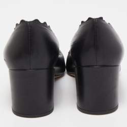 Pre Owned Chloe Black Scalloped Leather Lauren Pumps Size 39.5