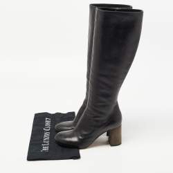 Pre Owned Chloe Black Leather Knee Length Boots Size 35