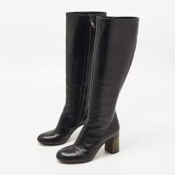 Pre Owned Chloe Black Leather Knee Length Boots Size 35