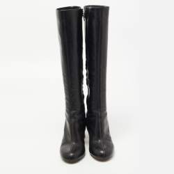 Pre Owned Chloe Black Leather Knee Length Boots Size 35