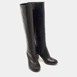 Pre Owned Chloe Black Leather Knee Length Boots Size 35