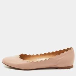 Chloe Dusty Pink Scalloped Leather Lauren Ballet Flats Size 37