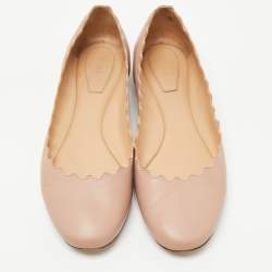 Chloe Dusty Pink Scalloped Leather Lauren Ballet Flats Size 37