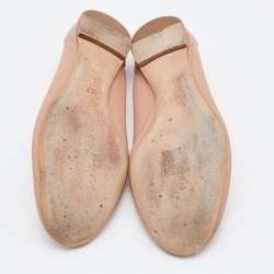 Chloe Beige Leather Laurena Scalloped Ballet Flats Size 38